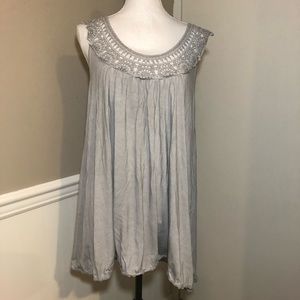 POL Crochet Neckline Tunic Tank